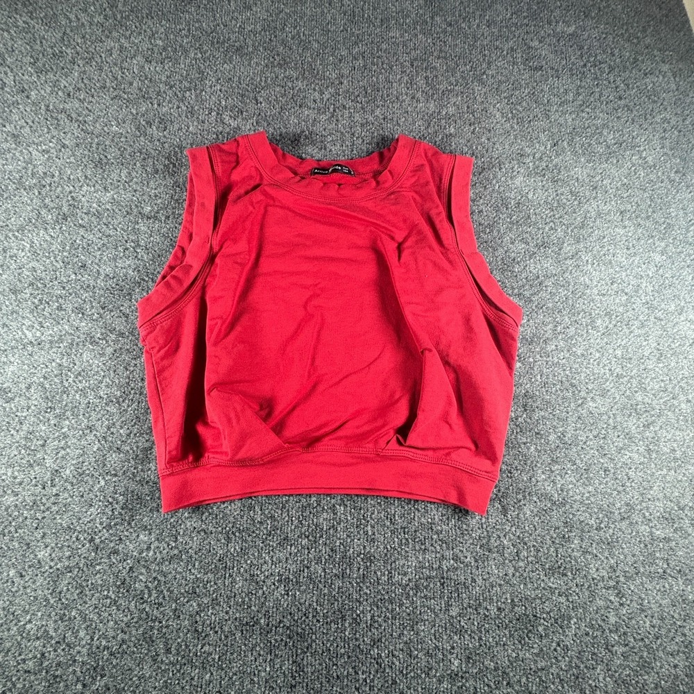 Arrive Guide Cropped Tank Top Women Small Red Cotton Stretch Round Neck Pullover